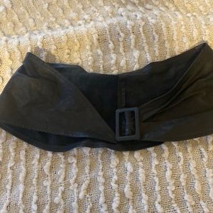 Long wide black leather belt